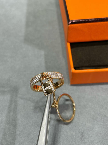 [Luxe Jewelry]HM KELLY CLOCHETTE DOUBLE RING IN  WITH DIAMONDS