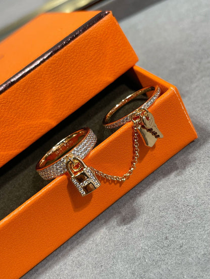 [Luxe Jewelry]HM KELLY CLOCHETTE DOUBLE RING IN  WITH DIAMONDS