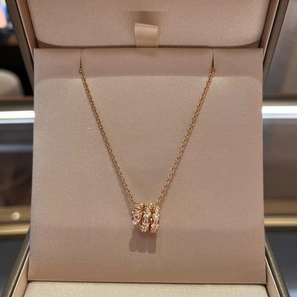 [Luxe Jewelry]SERPENTI PINK GOLD NECKLACE DOUBLE RING DIAMOND