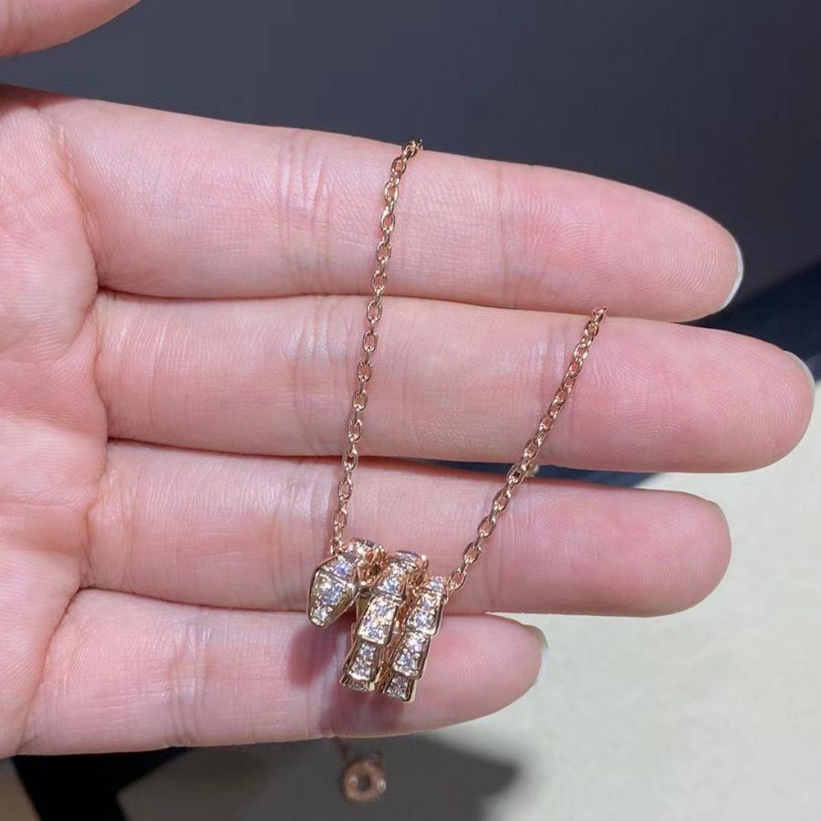 [Luxe Jewelry]SERPENTI PINK GOLD NECKLACE DOUBLE RING DIAMOND