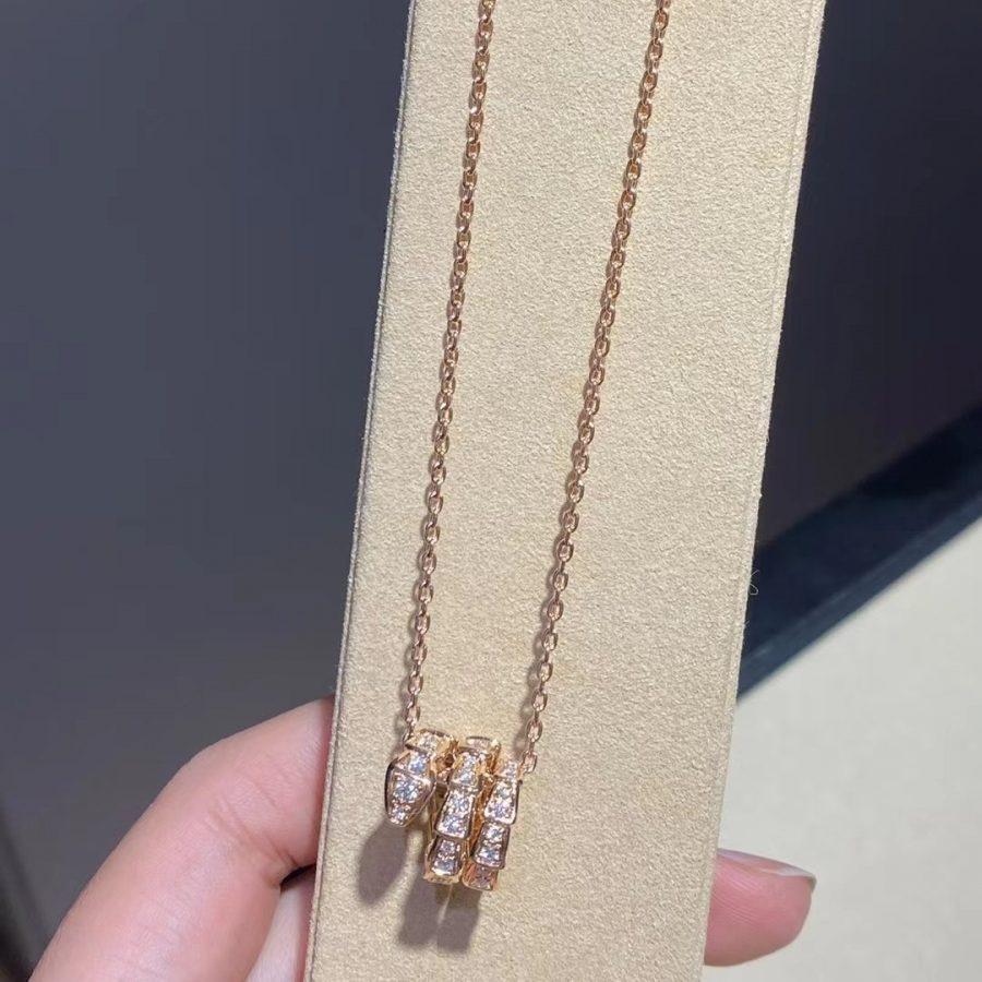 [Luxe Jewelry]SERPENTI PINK GOLD NECKLACE DOUBLE RING DIAMOND