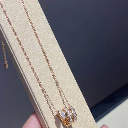 [Luxe Jewelry]SERPENTI PINK GOLD NECKLACE DOUBLE RING DIAMOND