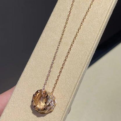 [Luxe Jewelry]SERPENTI PINK GOLD NECKLACE DOUBLE RING DIAMOND