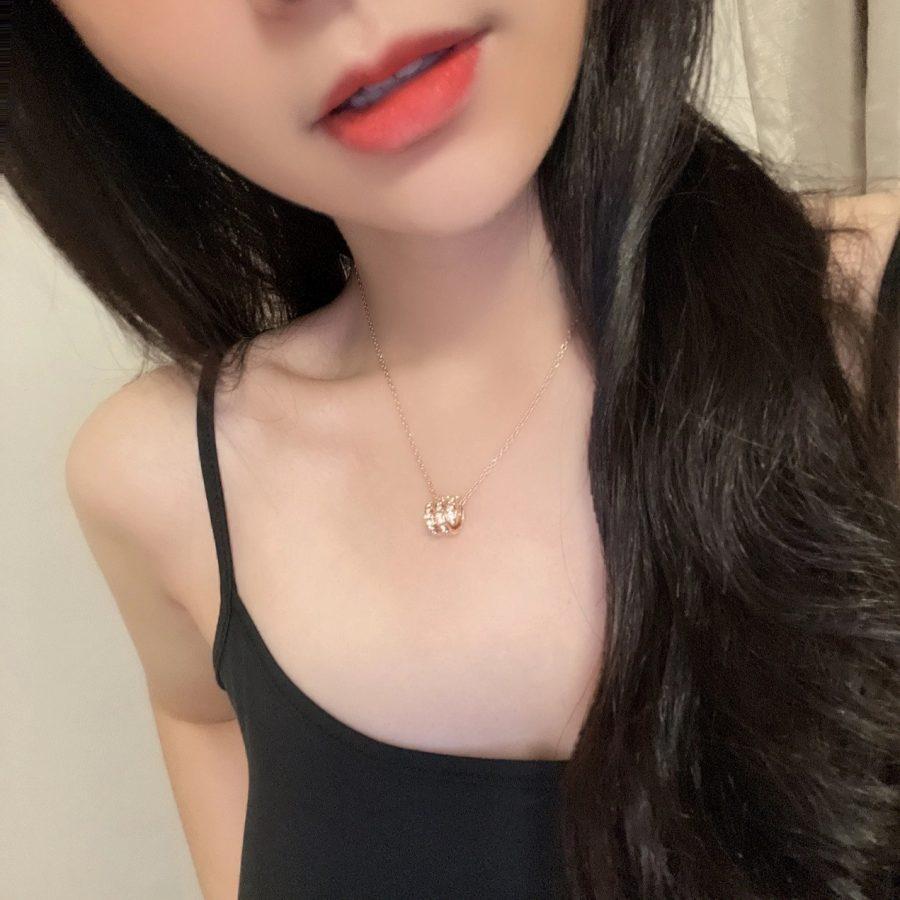[Luxe Jewelry]SERPENTI PINK GOLD NECKLACE DOUBLE RING DIAMOND