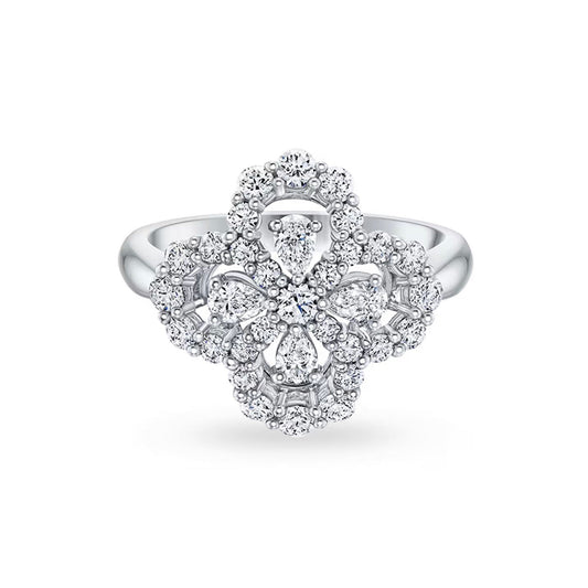 [Luxe Jewelry]LOOP RING FULL MOTIF DIAMOND 16MM SILVE