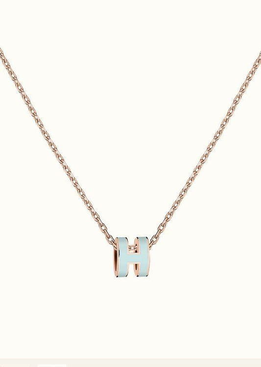 [Luxe Jewelry]POP H LIGHT BLUE NECKLACE