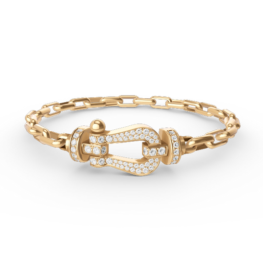 [Luxe Jewelry]FORCE LARGE HORSESHOE CLASP  METAL BRACELET