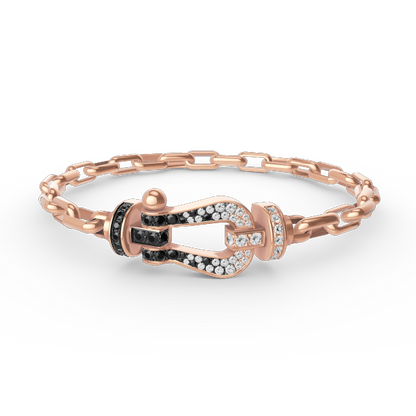 [Luxe Jewelry]FORCE LARGE HORSESHOE CLASP  METAL BRACELET