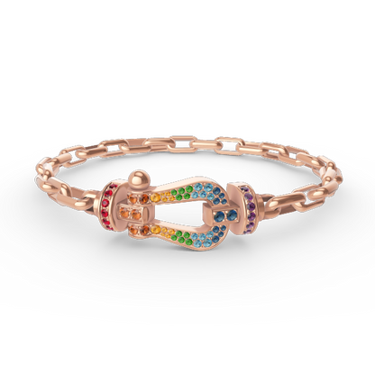 [Luxe Jewelry]FORCE LARGE HORSESHOE CLASP  METAL BRACELET