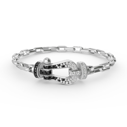 [Luxe Jewelry]FORCE LARGE HORSESHOE CLASP  METAL BRACELET