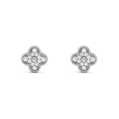 [Luxe Jewelry]CLOVER 1 MOTIFS DIAMOND STUD EARRINGS SILVER