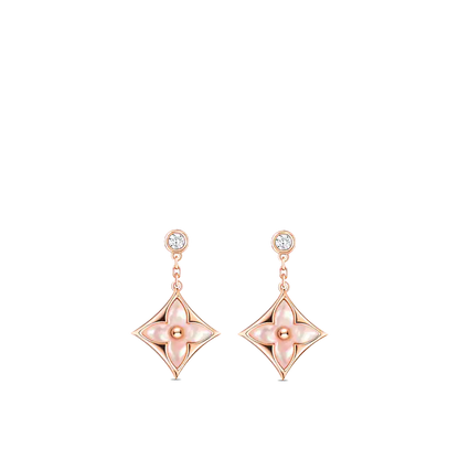 [Luxe Jewelry]DOUBLE STAR PINK GOLD MOP DROP EARRINGS