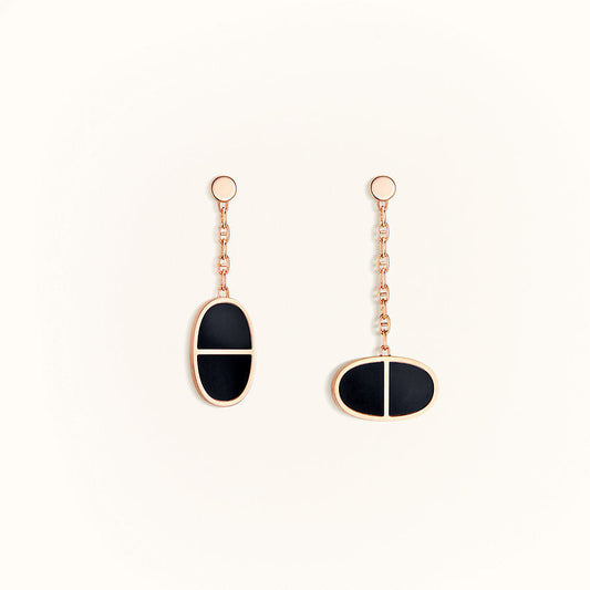 [Luxe Jewelry]CHAINE VERSO BLACK CERAMIC EARRINGS