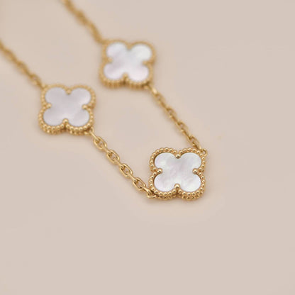 [Luxe Jewelry]CLOVER  5 MOTIF WHITE MOP BRACELET