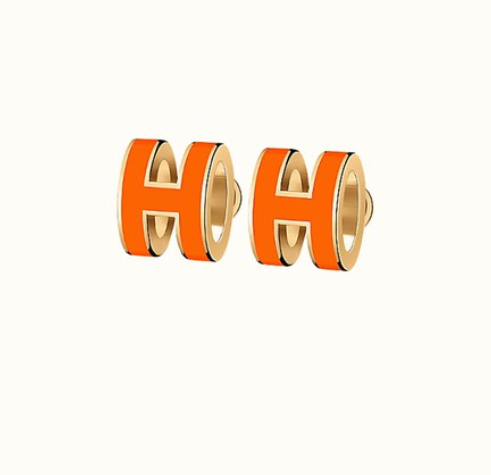 [Luxe Jewelry]MINI POP H EARRINGS ORANGE