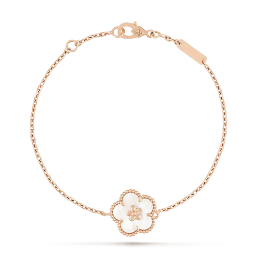 [Luxe Jewelry]LUCKY WHITE MOP PLUM BLOSSOM  BRACELET