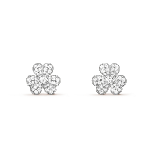 [Luxe Jewelry]FRIVOLE SILVER FLOWER DIAMOND EARRINGS