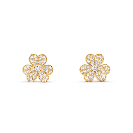 [Luxe Jewelry]FRIVOLE GOLD FLOWER DIAMOND EARRINGS