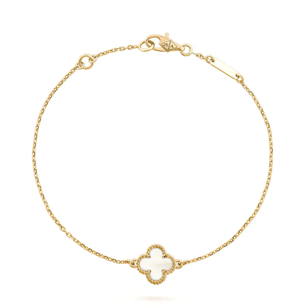 [Luxe Jewelry]CLOVER WHITE MOP SINGLE FLOWER BRACELET