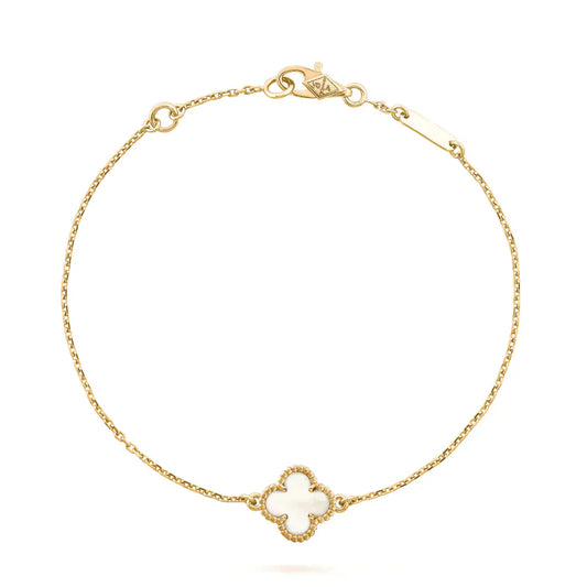 [Luxe Jewelry]CLOVER WHITE MOP SINGLE FLOWER BRACELET