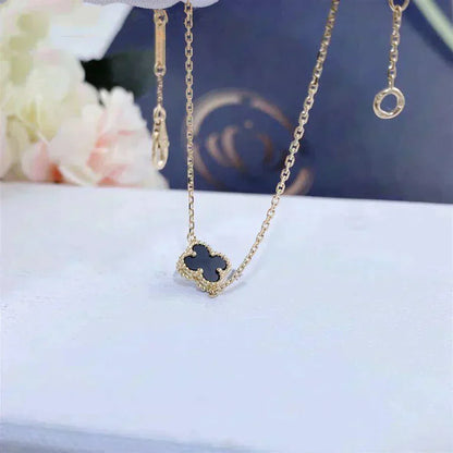 [Luxe Jewelry]CLOVER ONYX SINGLE FLOWER BRACELET