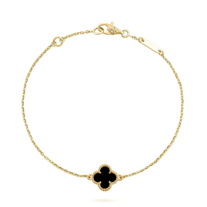 [Luxe Jewelry]CLOVER ONYX SINGLE FLOWER BRACELET