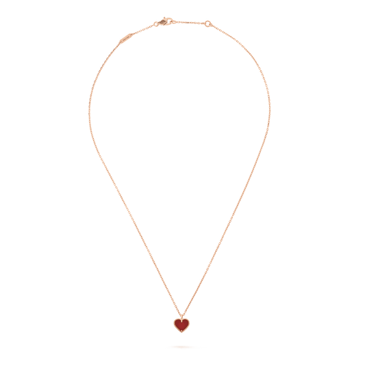 [Luxe Jewelry]SWEET CLOVER CARNELIAN HEART NECKLACE