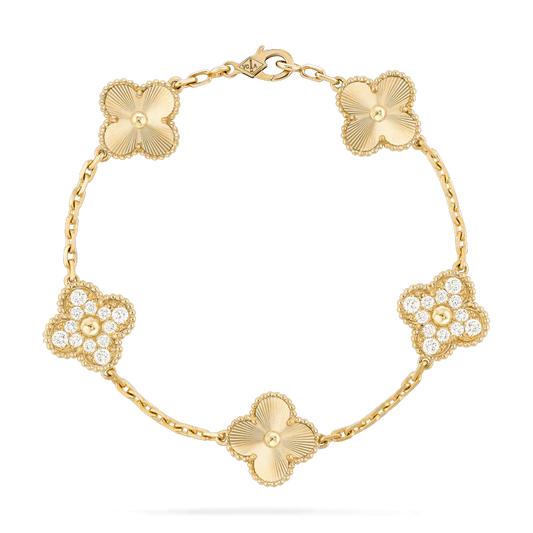 [Luxe Jewelry]CLOVER BRACELET 5 MOTIFS GOLD DIAMOND