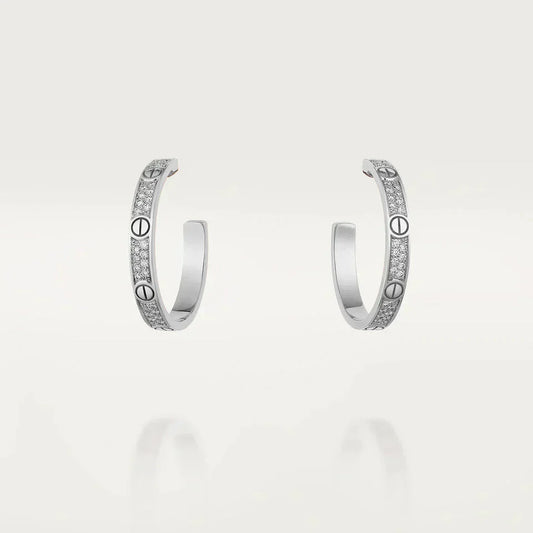 [Luxe Jewelry]LOVE DIAMOND SILVER HOOP EARRINGS
