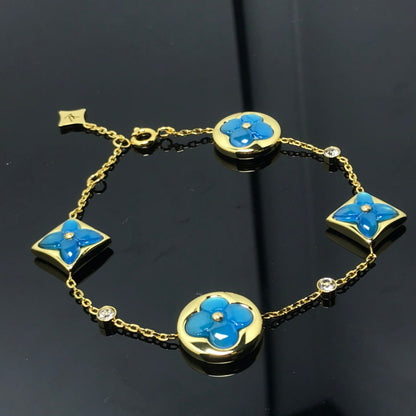 [Luxe Jewelry]STAR AND SUN 4 MOTIF BLUE BRACELET