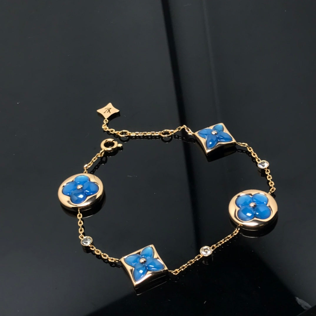 [Luxe Jewelry]STAR AND SUN 4 MOTIF BLUE BRACELET