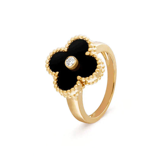 [Luxe Jewelry]CLOVER ONYX RING GOLD DIAMOND